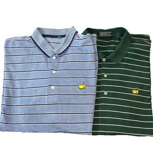 Masters Polo Shirt Lot Of 2 Men’s Large Blue Green Striped